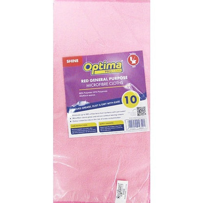 10s × 10 Pck Microfibre Cloth Red - Bulk