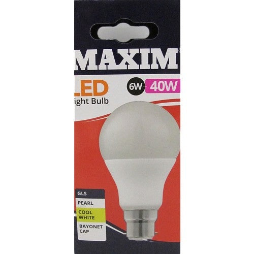 Maxim LED GLS Light Bulb BC B22 40W Equivalent Warm White 230V