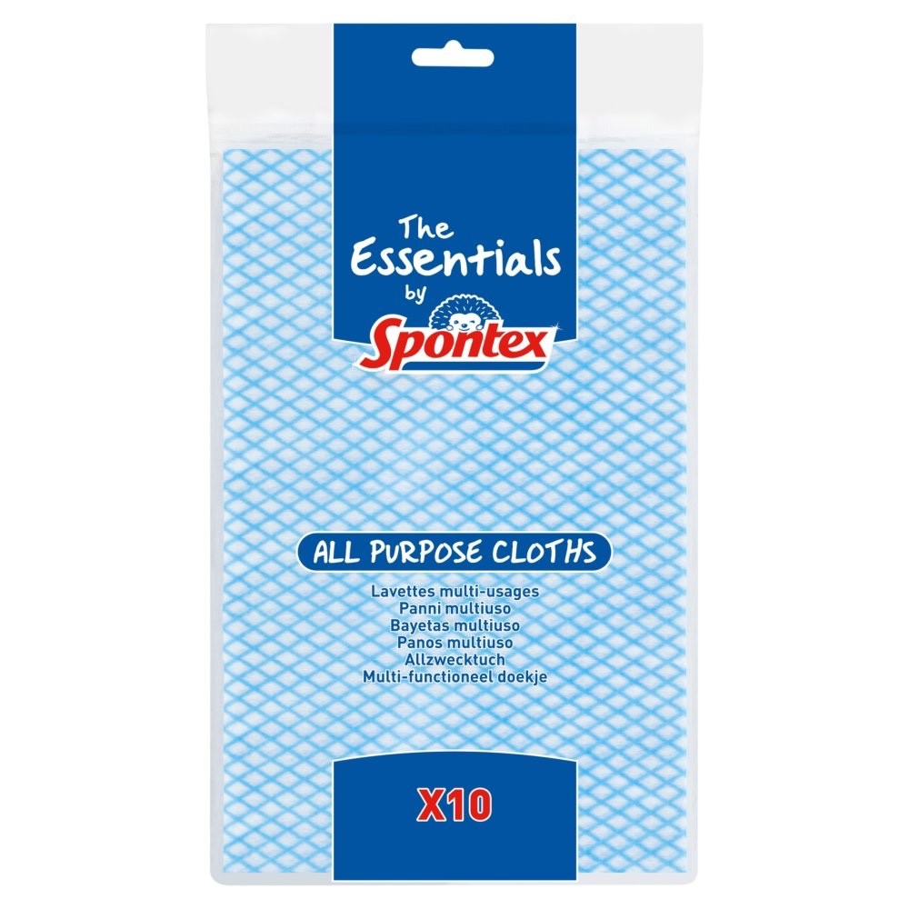 10pk × 12 The Essentials by Spontex  All Purpose Cloths - 52 x 34cm