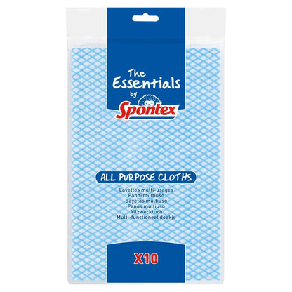 10pk × 12 The Essentials by Spontex  All Purpose Cloths - 52 x 34cm
