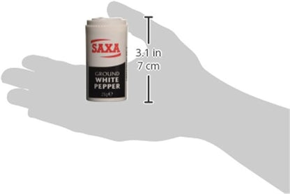 12 x 25g Saxa Ground White Pepper Plastic Pot | Simply Unlocks Flavour