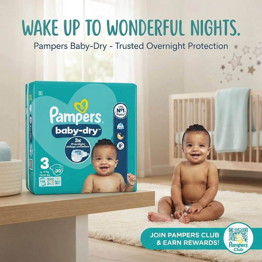 4x 30s Pampers Baby-Dry Nappies Size 3 12h Ultra Protection