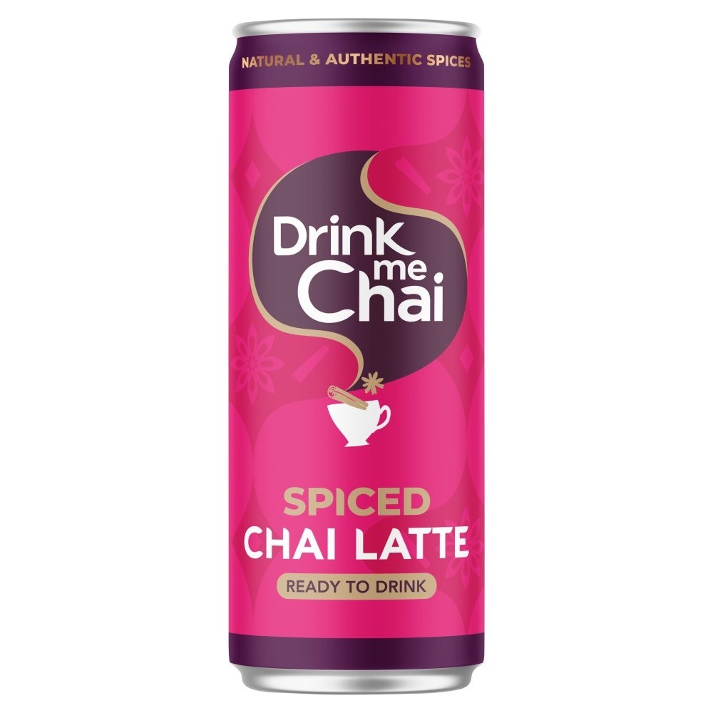 12 x 250ml Drink Me Chai Spiced Chai Latte Ready to Drink Cans Authentic Spices