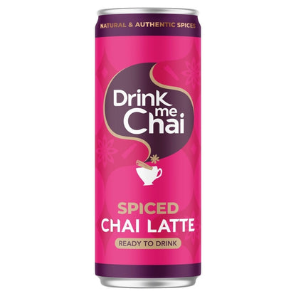 12 x 250ml Drink Me Chai Spiced Chai Latte Ready to Drink Cans Authentic Spices