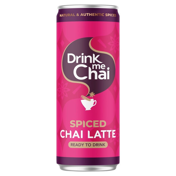 12 x 250ml Drink Me Chai Spiced Chai Latte Ready to Drink Cans Authentic Spices