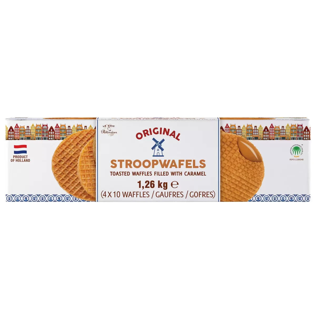 40 Pack Le Chic Patissier Stroopwafels – Traditional Dutch Caramel Waffles