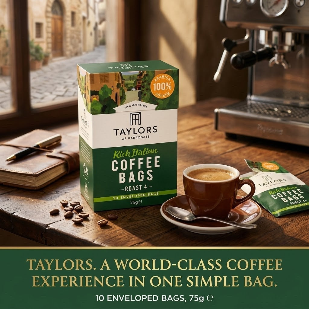 10s× 3 Pack Taylors of Harrogate Rich Italian Coffee Bags Medium Roast 4 Arabica