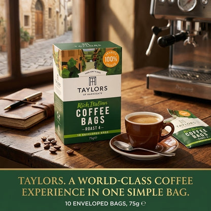 10s× 3 Pack Taylors of Harrogate Rich Italian Coffee Bags Medium Roast 4 Arabica