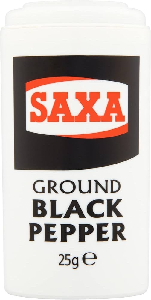 12x 25g Saxa Ground Black Pepper Plastic Pot | Simply Unlocks Flavour