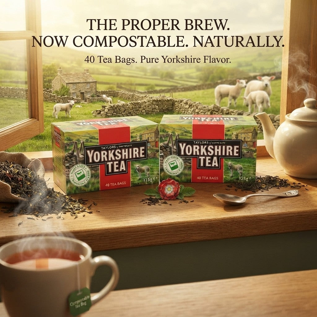 40s Pack of 5 (200 Bags Total) 125g Yorkshire Tea Bags  Black Tea Bulk Buy