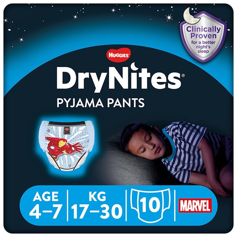 3x 10s Huggies DryNites Bedwetting Pyjama Pants Age 4-7