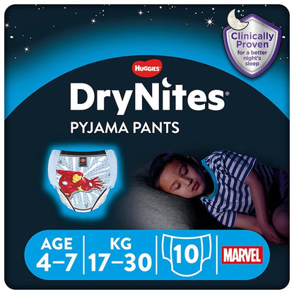 3x 10s Huggies DryNites Bedwetting Pyjama Pants Age 4-7