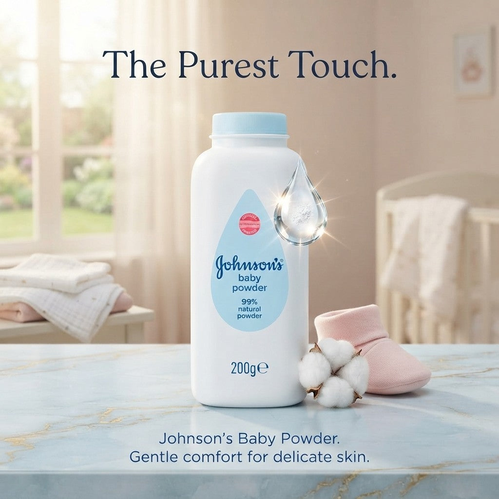 6x 200g Johnson's Baby Natural Cornstarch Powder Talc Free