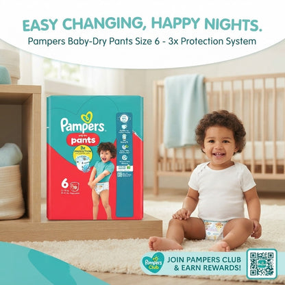 4x 19s Pampers Baby-Dry Nappy Pants Size 6 3x Protection System