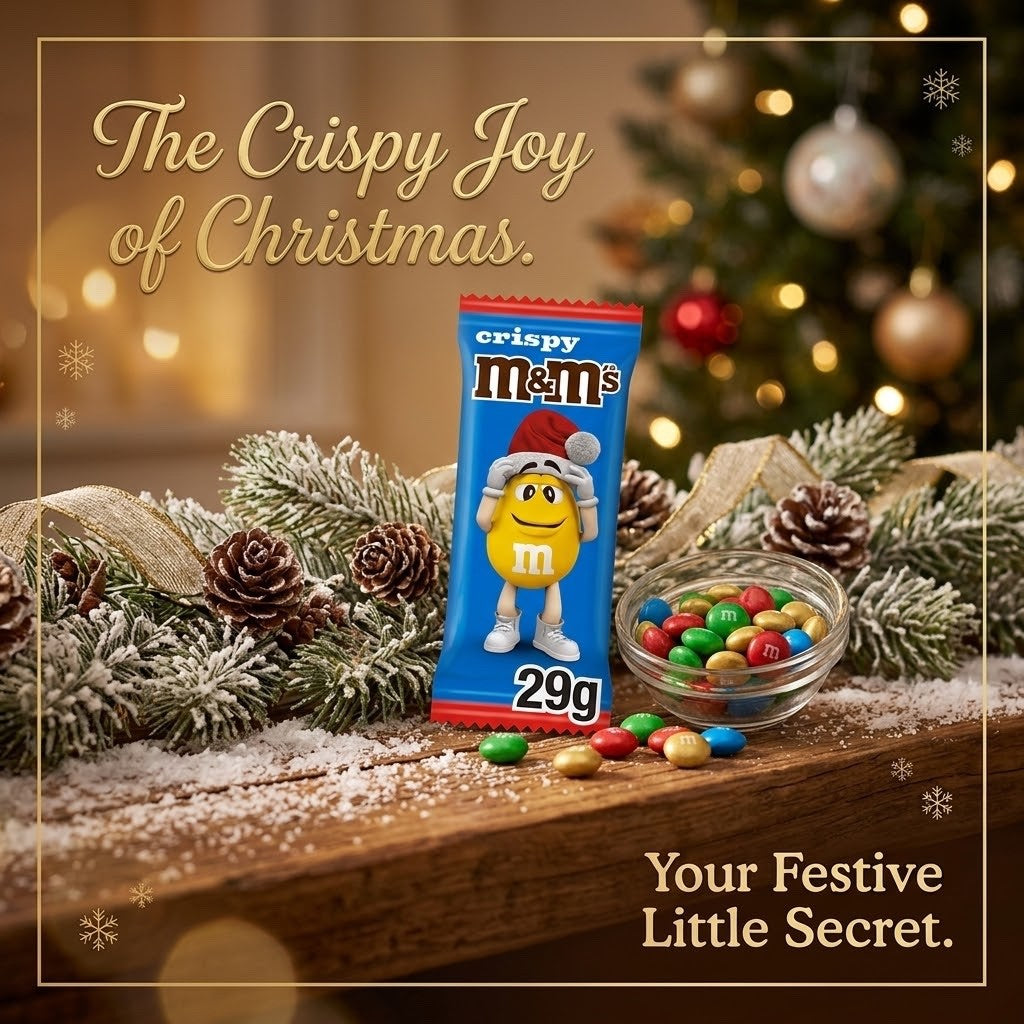 32 x 29g M&M's Crispy Milk Chocolate Christmas Santa Shape Treat Stocking Filler