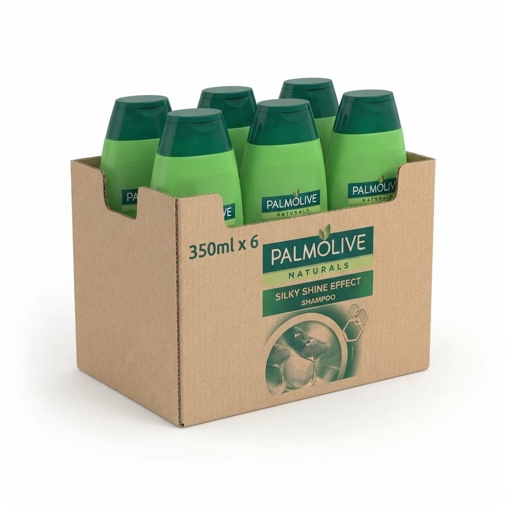 6 x 350ml Palmolive Naturals Silky Shine Effect Aloe Vera Shampoo Hair Care