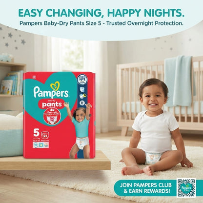 4x 21s Pampers Baby-Dry Nappy Pants Size 5 360 Fit
