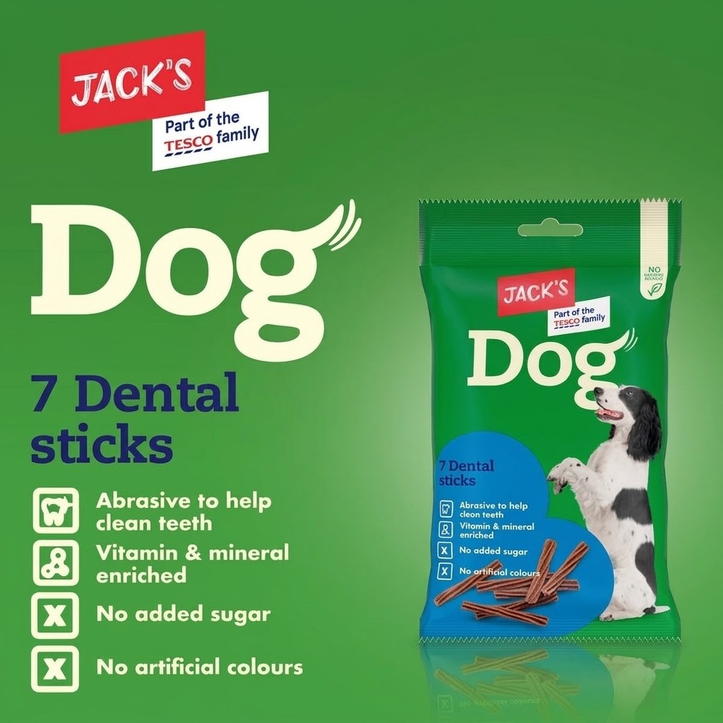 180g Case of 13 Jack's 7 Dog Dental Sticks Chews Teeth Cleaning Dog Treats Bulk