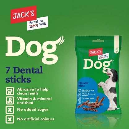 180g Case of 13 Jack's 7 Dog Dental Sticks Chews Teeth Cleaning Dog Treats Bulk