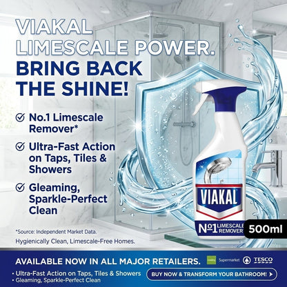 10x Viakal Classic Limescale Remover Spray 500ml Bathroom Shower Tiles Cleaner