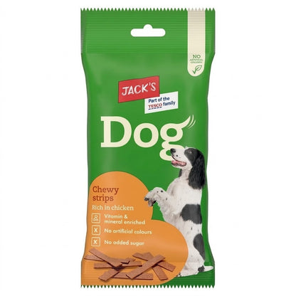 150g x 15 Packs Jack's Dog Chewy Strips Rich in Chicken Dog Treats Snack Pack