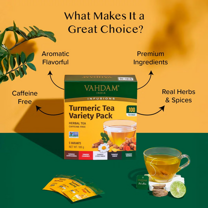 100x 180g Tea Bags Vahdam Turmeric Tea Pack Herbal Wellness Healthy Herbal Tea