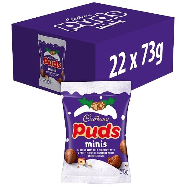 22 x 73g Cadbury Mini Puds Chocolate Bag Festive Christmas Hazelnut Sweets