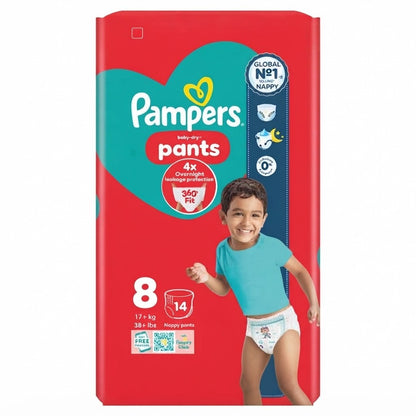 4x Pampers Baby-Dry Nappy Pants Size 8-14 Pack Case of 4 Multi Pack