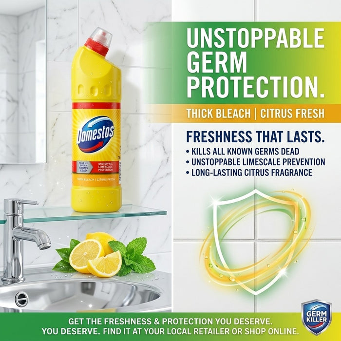 9x Domestos Citrus Fresh Thick Bleach 750ml Bottle Bulk Wholesale Box Trade Pack