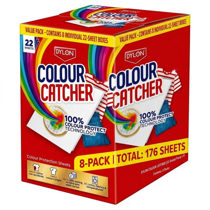 8 Pack X 22 Sheets Dylon Colour Catcher Protection Sheets Laundry Dye