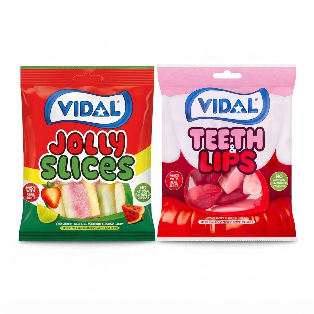 10x 140g Vidal Jolly Slices & Teeth & Lips Candy  Mixed Jelly Sweets UK
