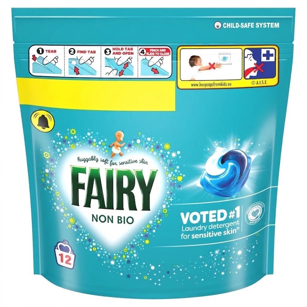 Fairy Non Bio Washing Pods Laundry Detergent Pack 5x12 (60 Washes) Sensitive Ski