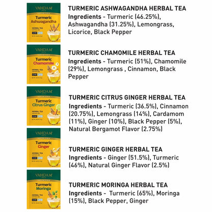 100x 180g Tea Bags Vahdam Turmeric Tea Pack Herbal Wellness Healthy Herbal Tea
