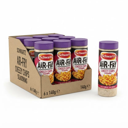 6 x 140g Schwartz Air Fryer Cheezy Chips Seasoning Drum