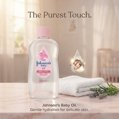6x 200ml Johnson's Baby Oil Gentle Hydration for Delicate Skin