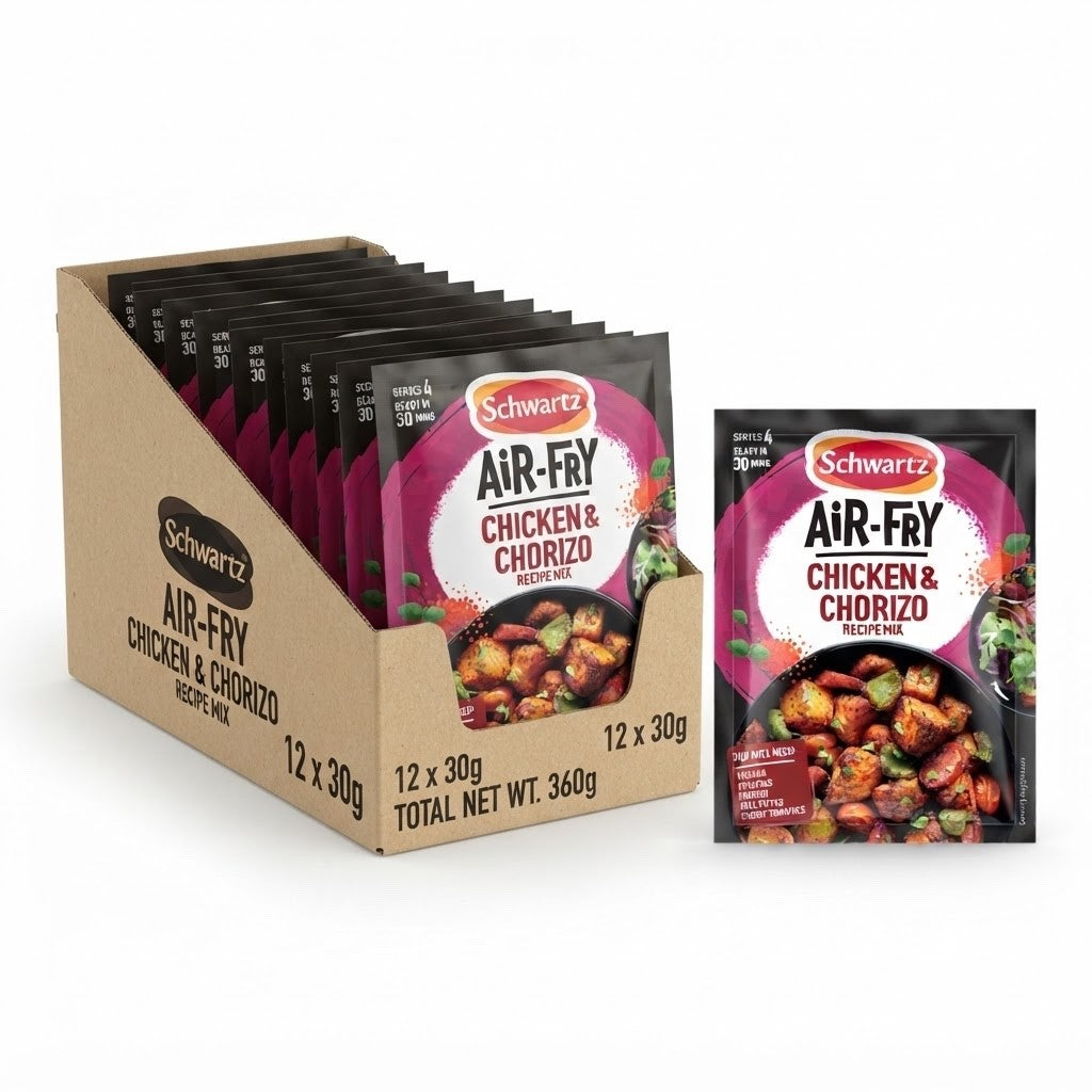 12 x 30g Schwartz Air Fryer Chicken & Chorizo Recipe Mix Sachet