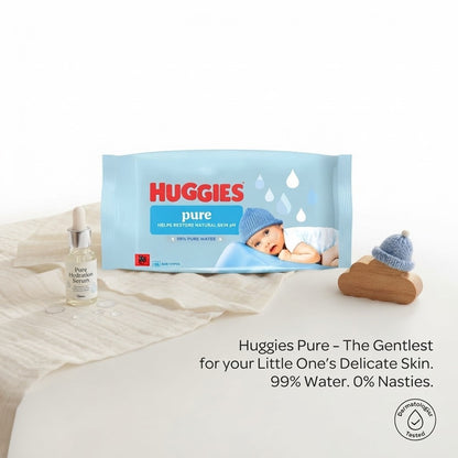 10x Huggies Pure Baby Wipes 99% Pure Water Sensitive Skin