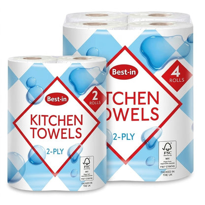 2/4 pack White Kitchen Roll Paper Towels Bulk Pack 2 Ply Absorbent
