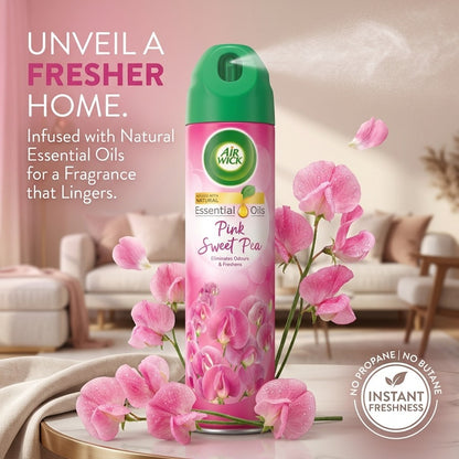 6 x Air Wick Aerosol Spray Pink Sweet Pea Floral Room Freshener Odour Neutralise