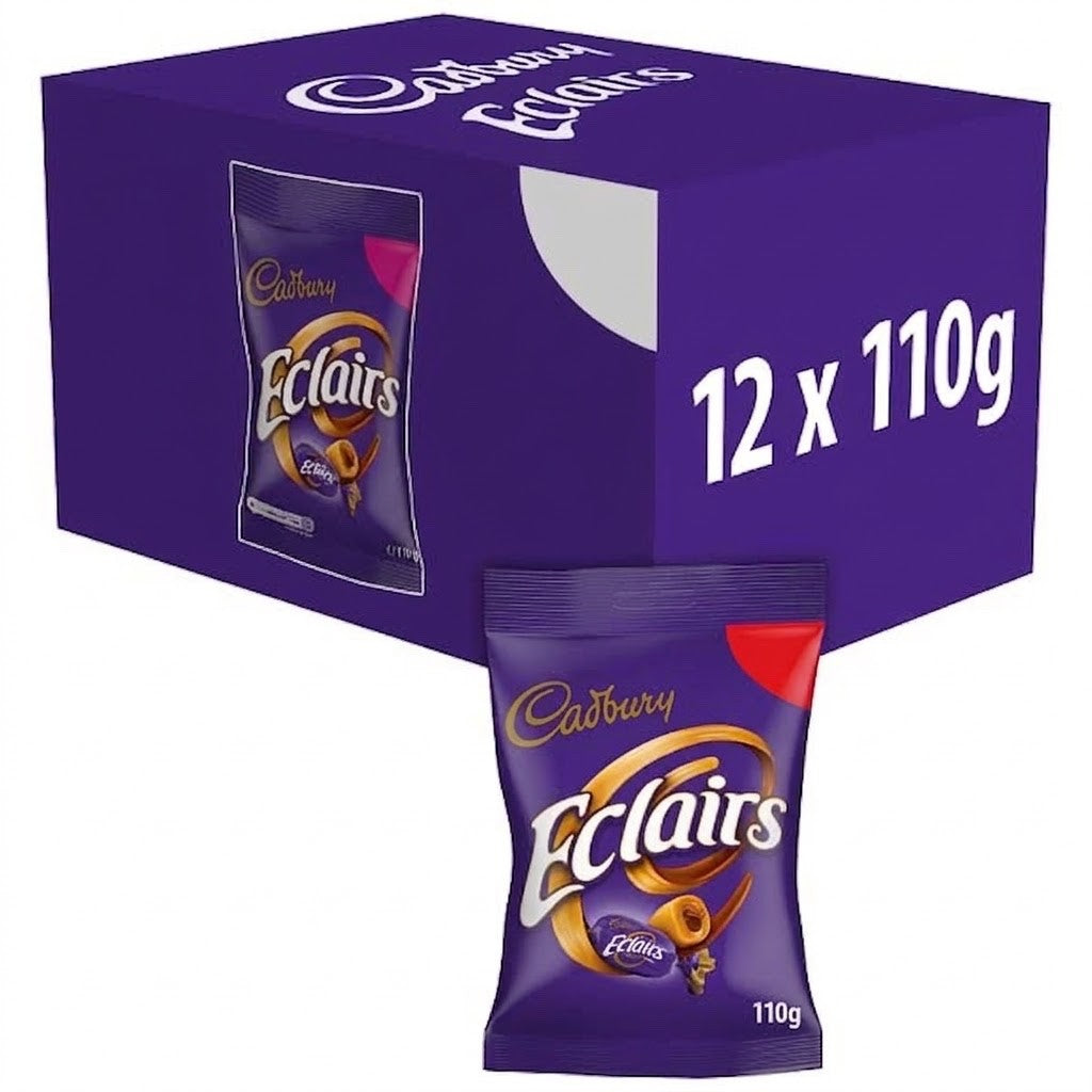 12 x 110g Cadbury Eclairs Chewy Caramel Milk Chocolate Centre Sweets Pouch Bag