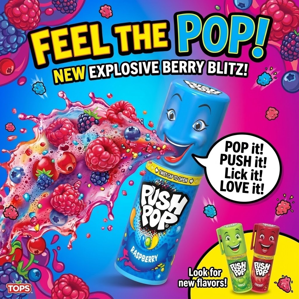 15g x 20 Pack Push Pop Hard Candy Tub Raspberry Watermelon Sweets Party