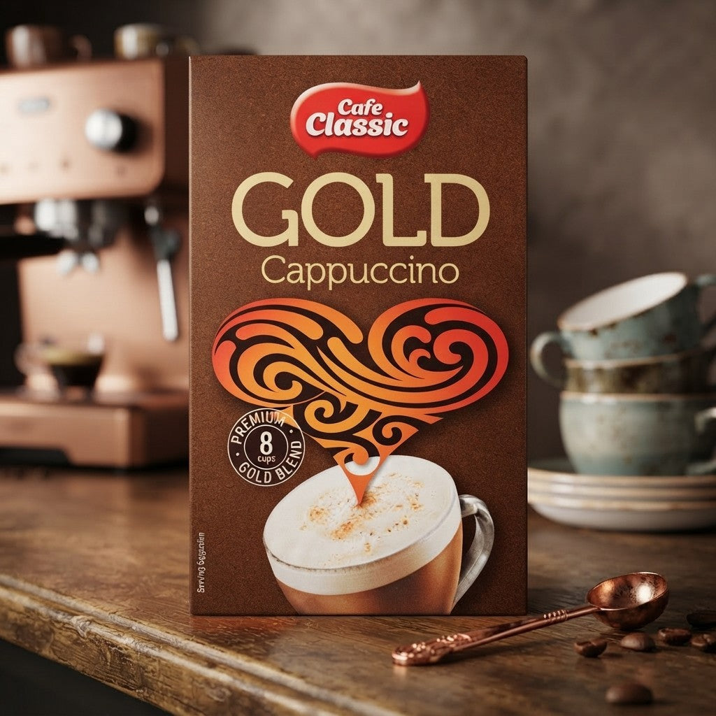 8 x 14g 112g Cafe Classic Gold Cappuccino Coffee Sachets