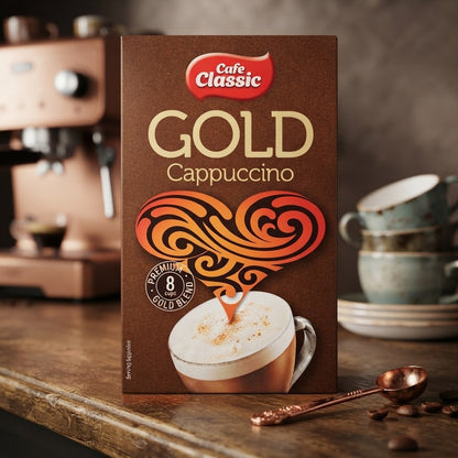 8 x 14g 112g Cafe Classic Gold Cappuccino Coffee Sachets