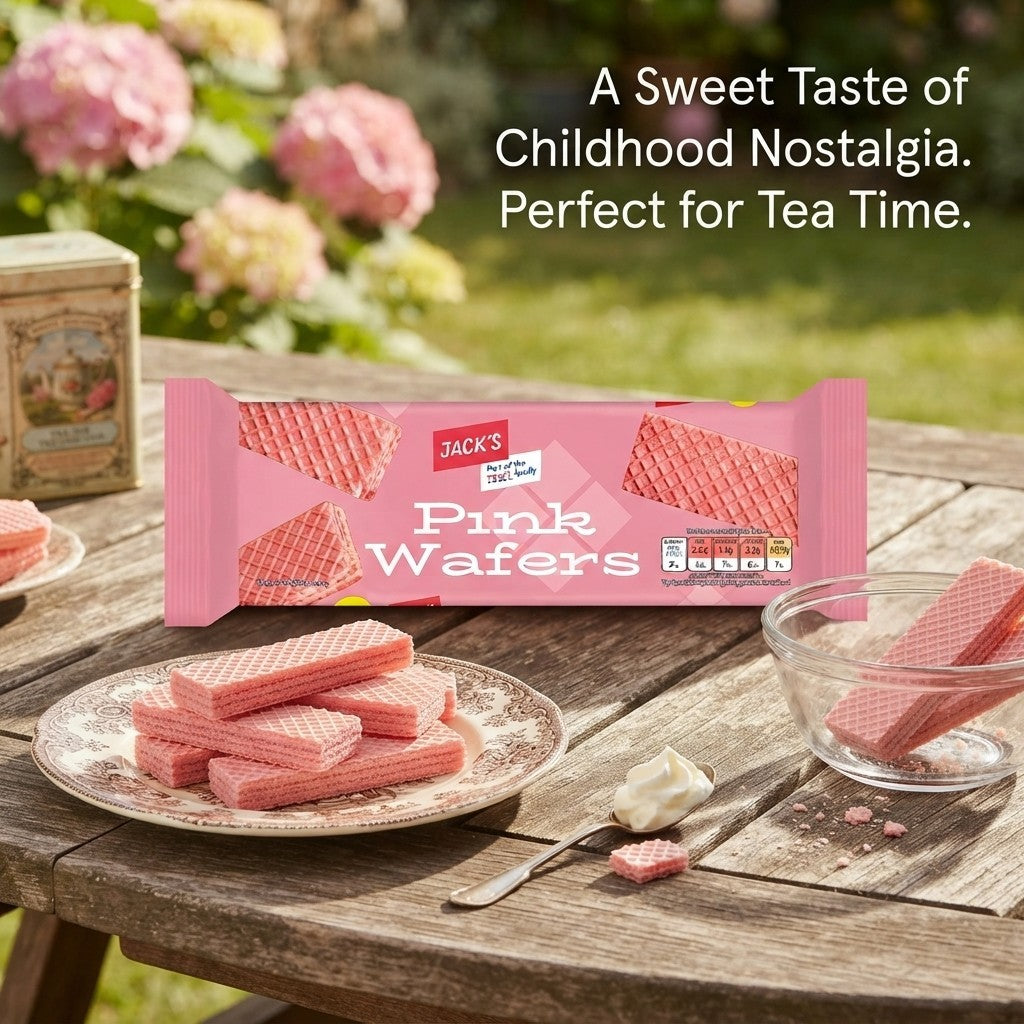 13x 100g Jack's Pink Wafers Biscuits Retro Sweet Treat Multi
