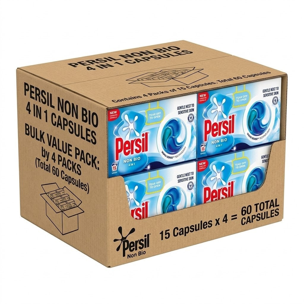 4 Pack (15 Pods Each, 60 Total) Laundry Detergent Capsules Liquid Wash Pods