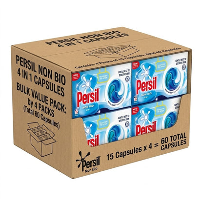 4 Pack (15 Pods Each, 60 Total) Laundry Detergent Capsules Liquid Wash Pods