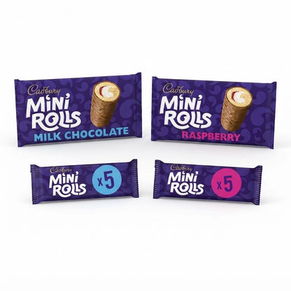 5pk × 12 Cadbury Milk Chocolate & Raspberry Mini Rolls Cakes Variety Pack - 12