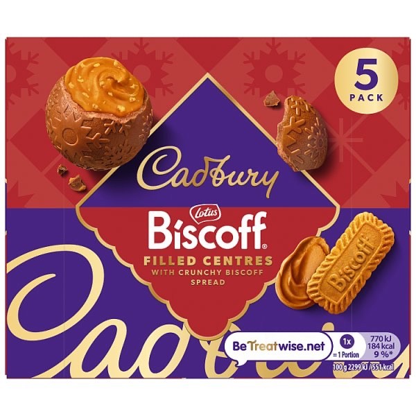 12 x 167.5g Cadbury Biscoff Filled Centres Milk Chocolate Baubles - Bulk