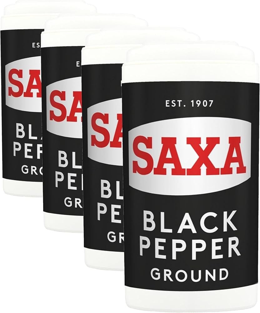 12x 25g Saxa Ground Black Pepper Plastic Pot | Simply Unlocks Flavour