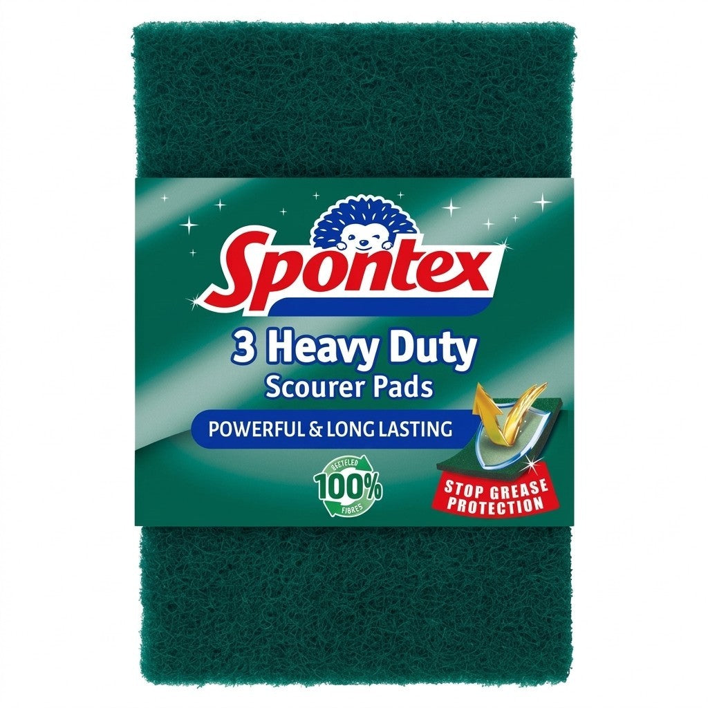 x6 / x48 Spontex 3 Heavy Duty Scourer Pads Stop Grease Cleaning Scourers